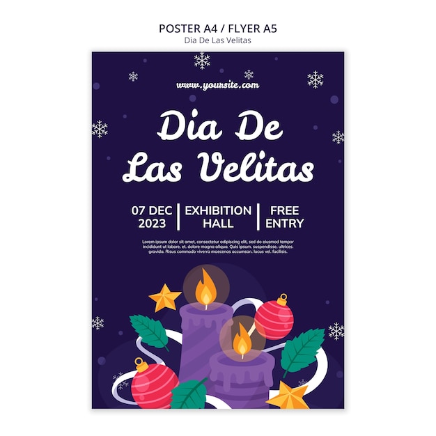 Gratis PSD dia de las velitas sjabloonontwerp