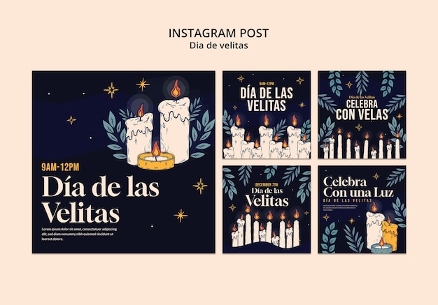 Gratis PSD dia de las velitas viering instagram-berichten