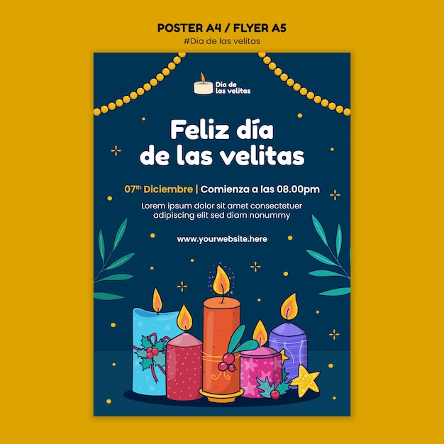 Gratis PSD dia de las velitas viering poster sjabloon