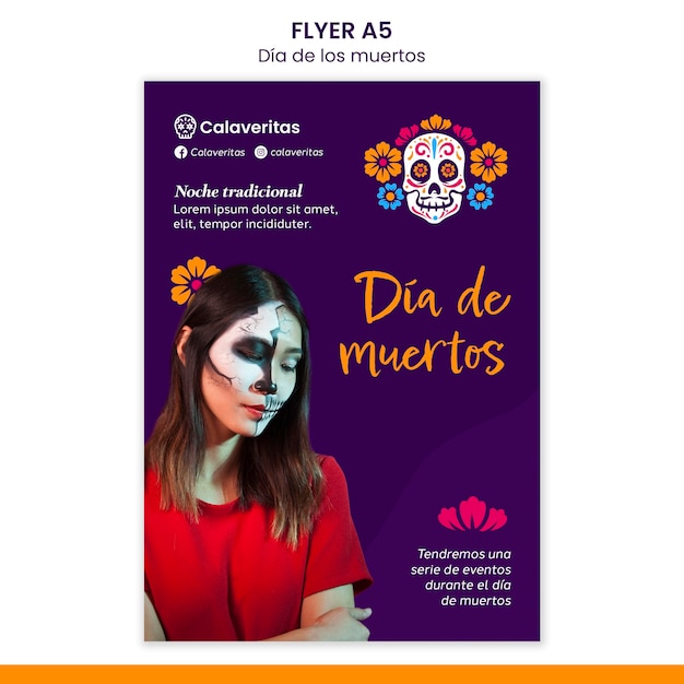 Gratis PSD dia de los muertos-foldersjabloon