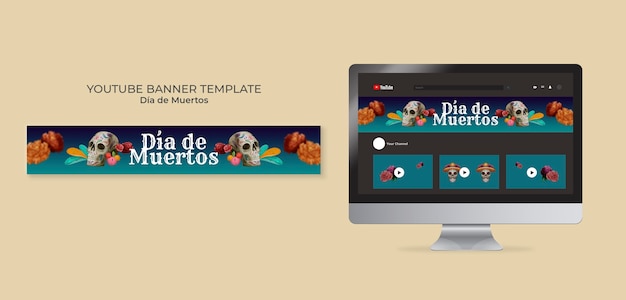 Gratis PSD dia de muertos youtube-bannersjabloon