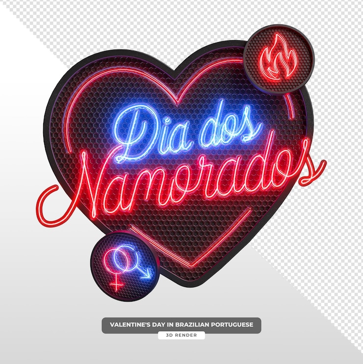 PSD Gratis dia dos namorados 3d valentines day heart with arrow in brazilian portuguese
