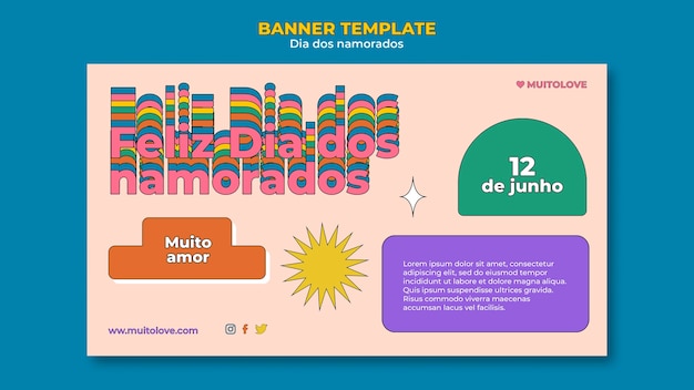 Gratis PSD dia dos namorados evenement horizontale bannersjabloon