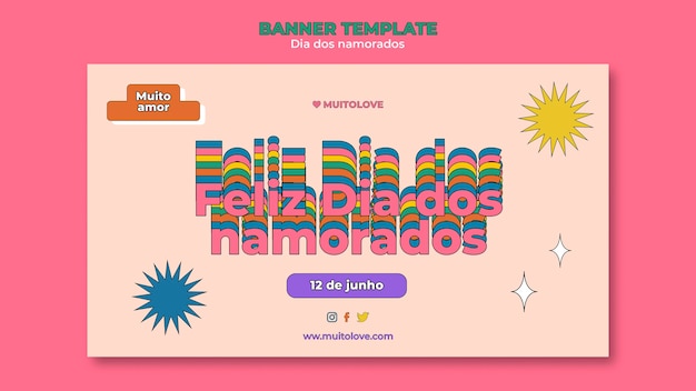 Dia dos namorados viering horizontale bannersjabloon