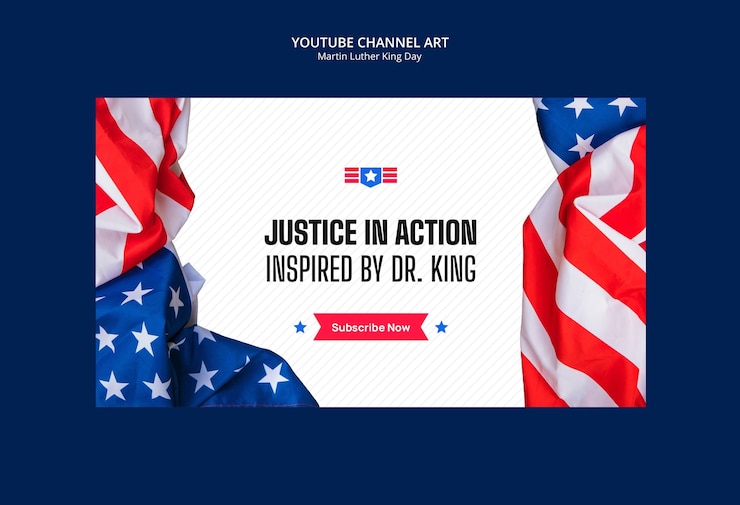 PSD gratuito el día de martin luther king el diseño de plantillas de arte del canal de youtube
