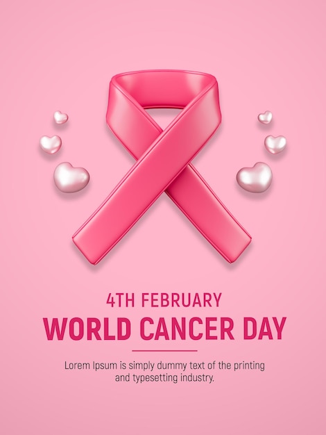 PSD gratuito día mundial contra el cáncer 4 de febrero plantilla de banner horizontal color del año 2023