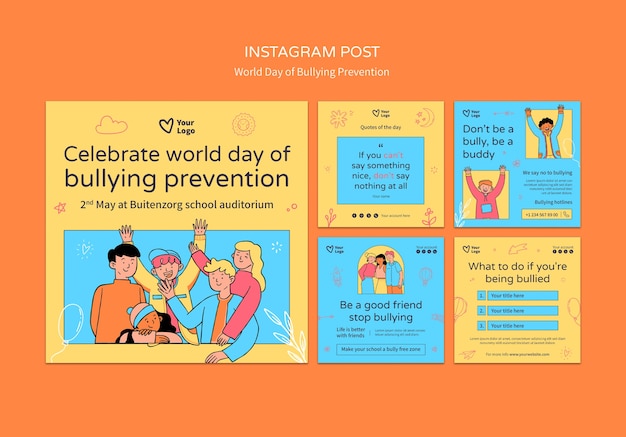 PSD gratuito el día mundial de la prevención del acoso escolar en instagram