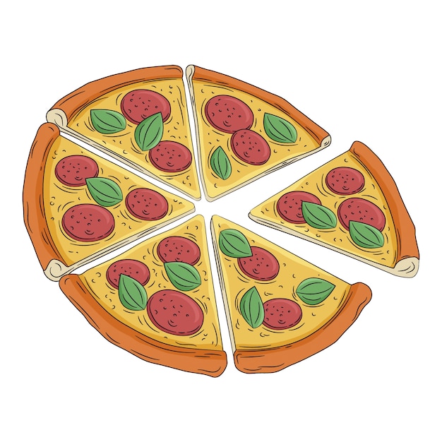 Dibujado a mano ilustración de pizza