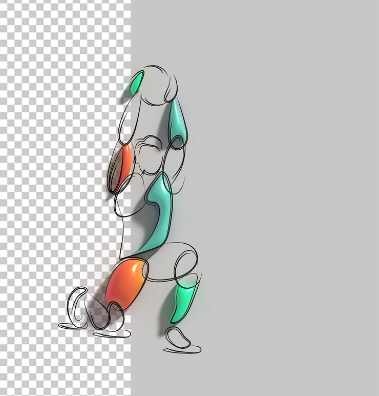 PSD gratuito dibujo de arte lineal de actividad y gimnasio deportivo de culturismo 3d psd transparente