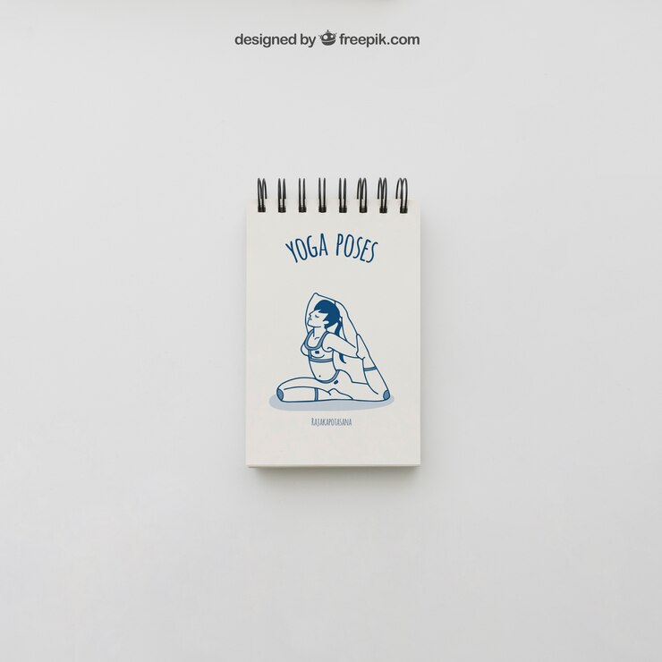 PSD gratuito dibujo de pose de yoga en libreta