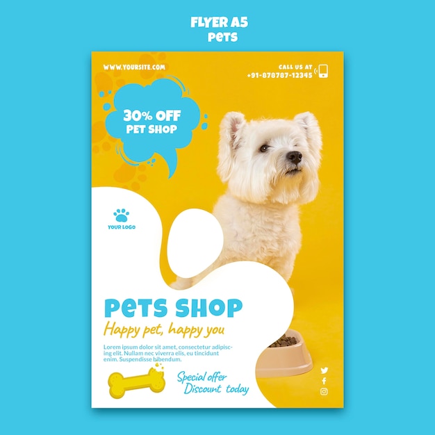 Gratis PSD dierenwinkel afdruksjabloon