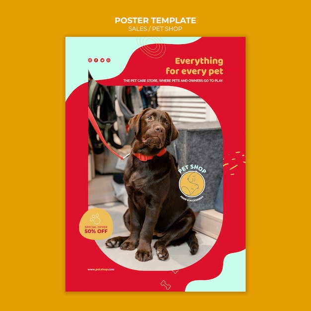 Gratis PSD dierenwinkel korting dynamische vormen poster sjabloon