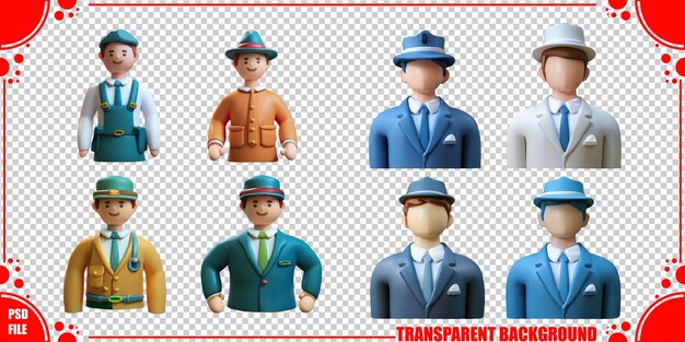 Diferentes representaciones de personajes en la vestimenta formal