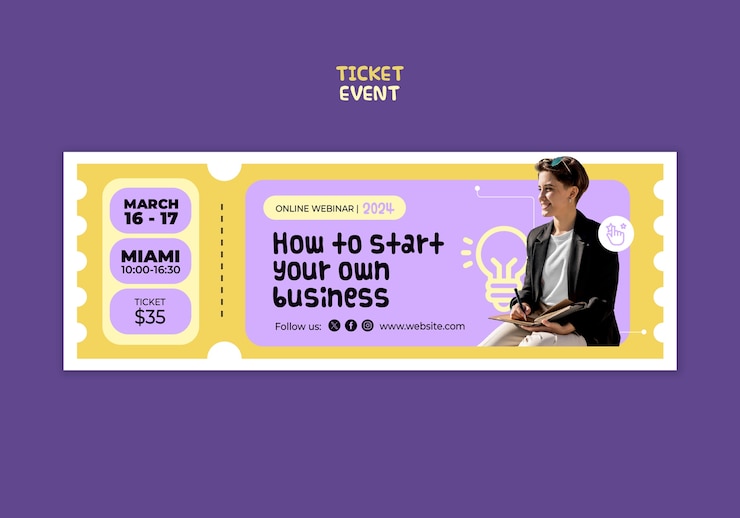 PSD Gratis digital event ticket template design