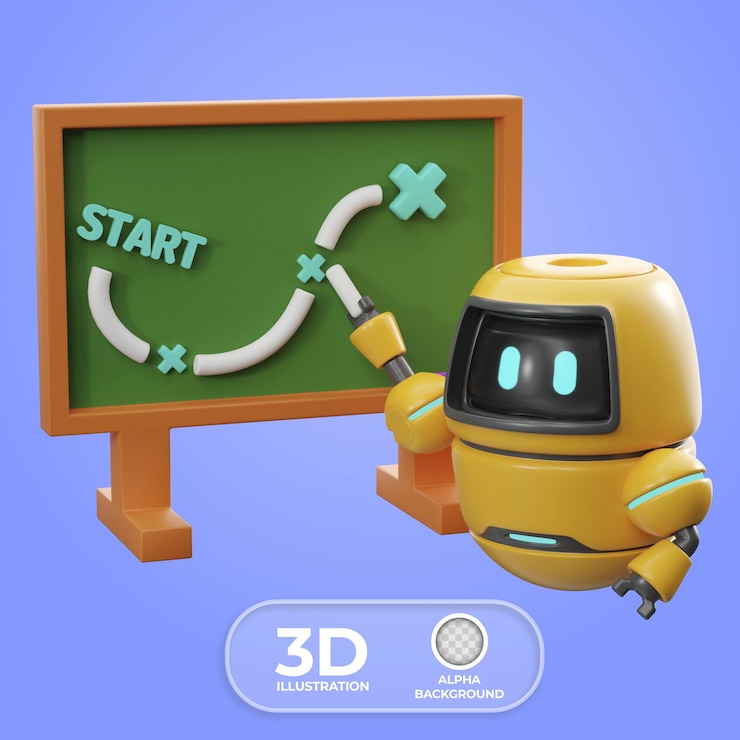 PSD Gratis digital strategy board planned by ai 3d illustration