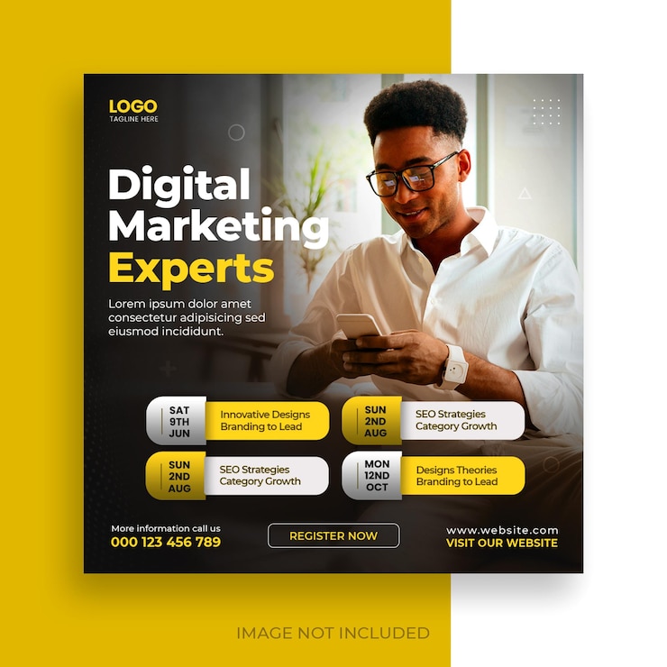 Gratis PSD digitale live-marketing webinar en bedrijfs social media post sjabloon