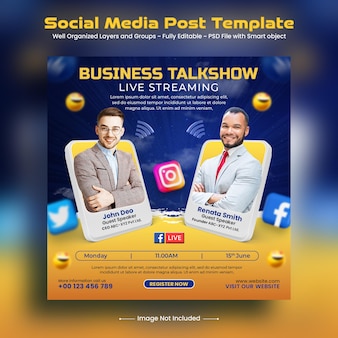 Digitale marketing live streaming zakelijke workshop zakelijke sociale media instagram post banner temp