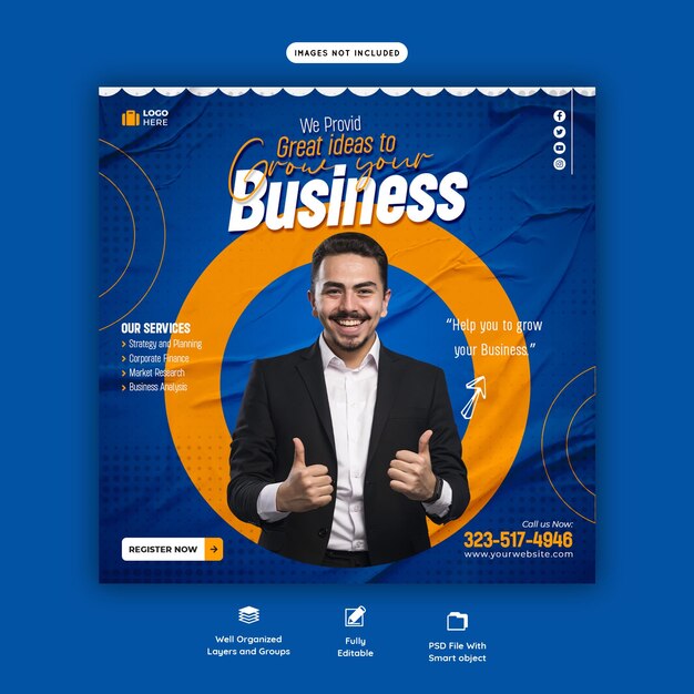 Digitale marketingbureau en Corporate Social Media Post Template
