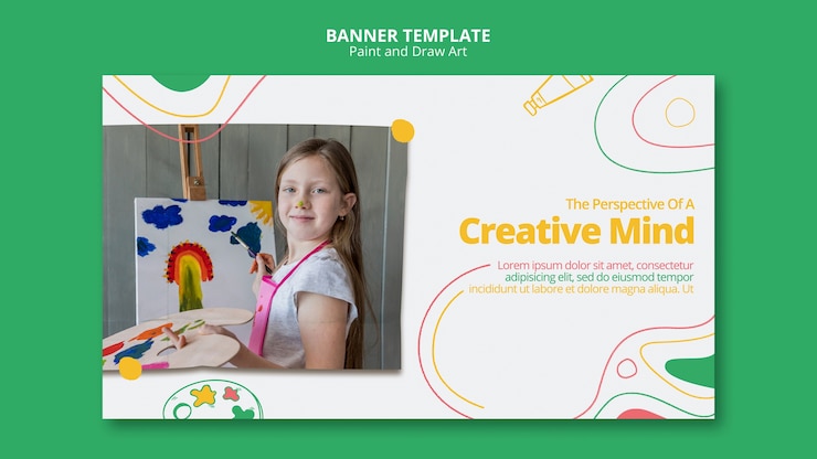 PSD gratuito dipingere e disegnare il tema del modello di banner art
