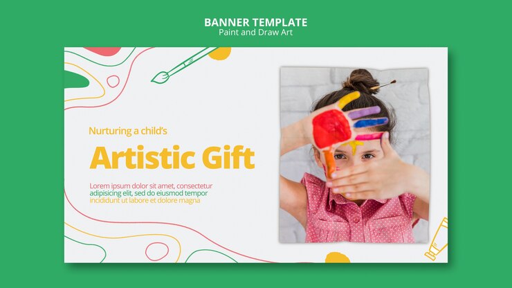 PSD gratuito dipingere e disegnare modello di banner art