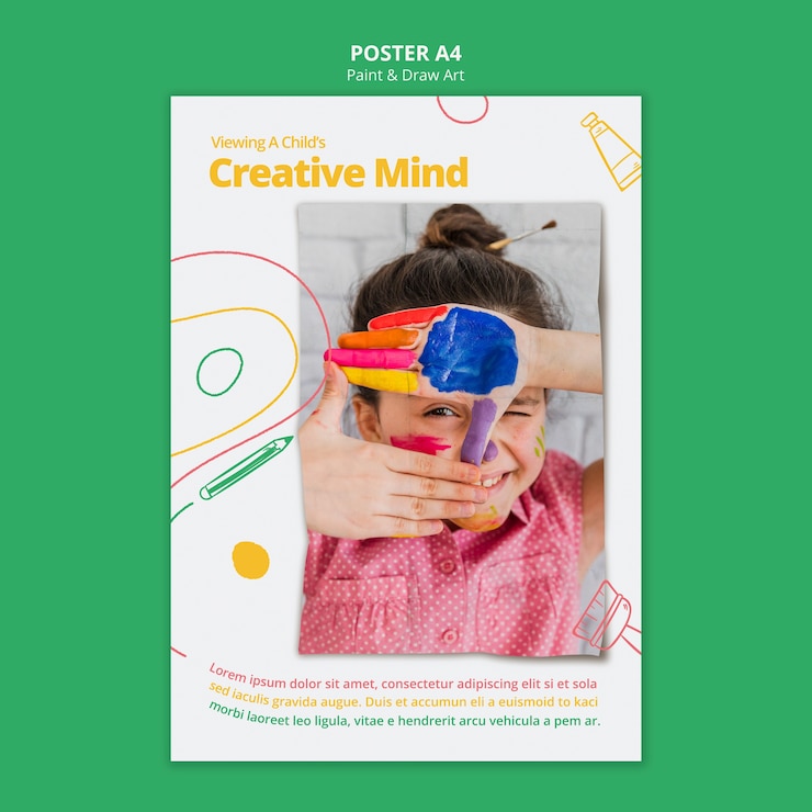 PSD gratuito dipingere e disegnare un modello di poster d'arte