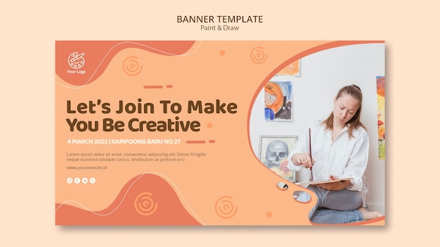 Dipingi e disegna il concetto di modello di banner