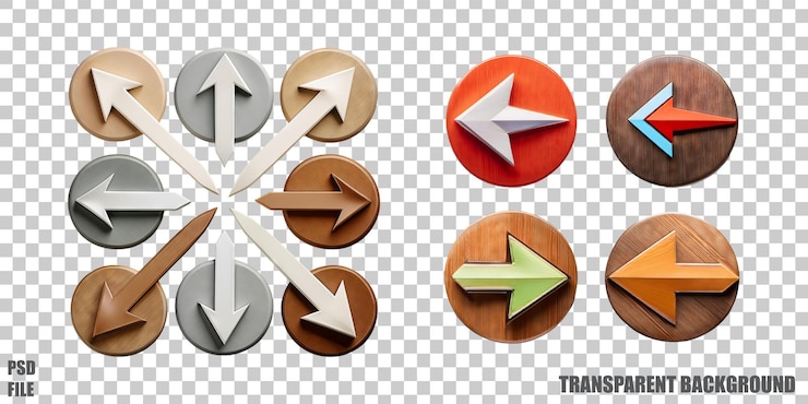 PSD Gratis directional arrows on various backgrounds