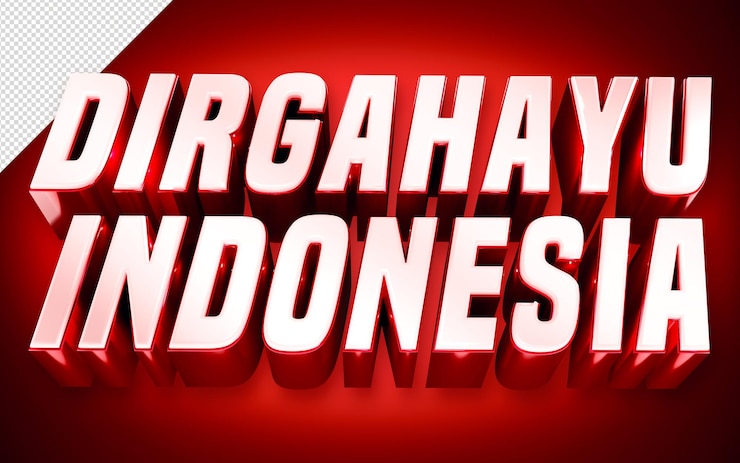 PSD Gratis dirgahayu indonesia 3d model logo on red background