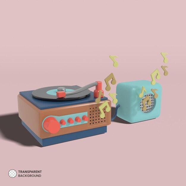 Disco de vinilo retro Tocadiscos icono aislado 3d render ilustración