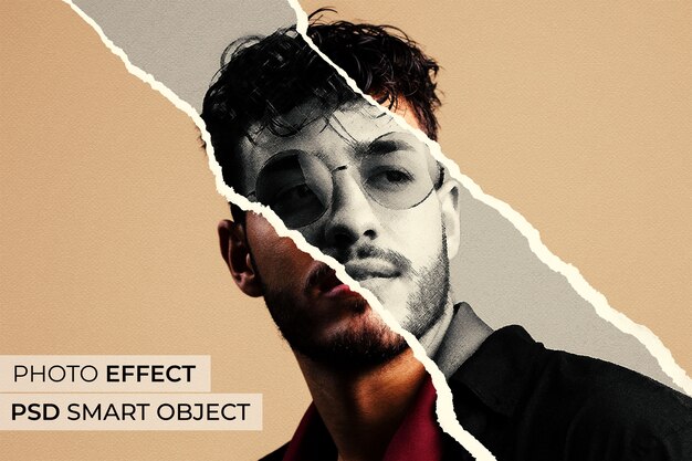 Disegno a matita su carta strappata disegno di effetto fotografico