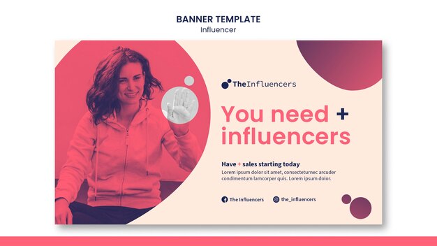 Disegno del modello del banner dell'influencer