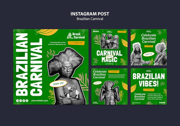 PSD gratuito disegno del modello del carnevale brasiliano