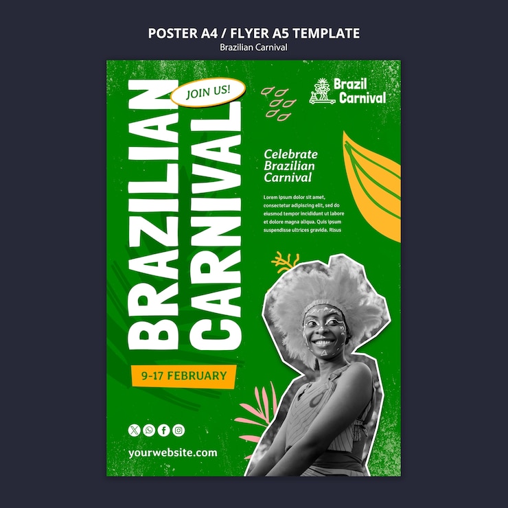 PSD gratuito disegno del modello del carnevale brasiliano