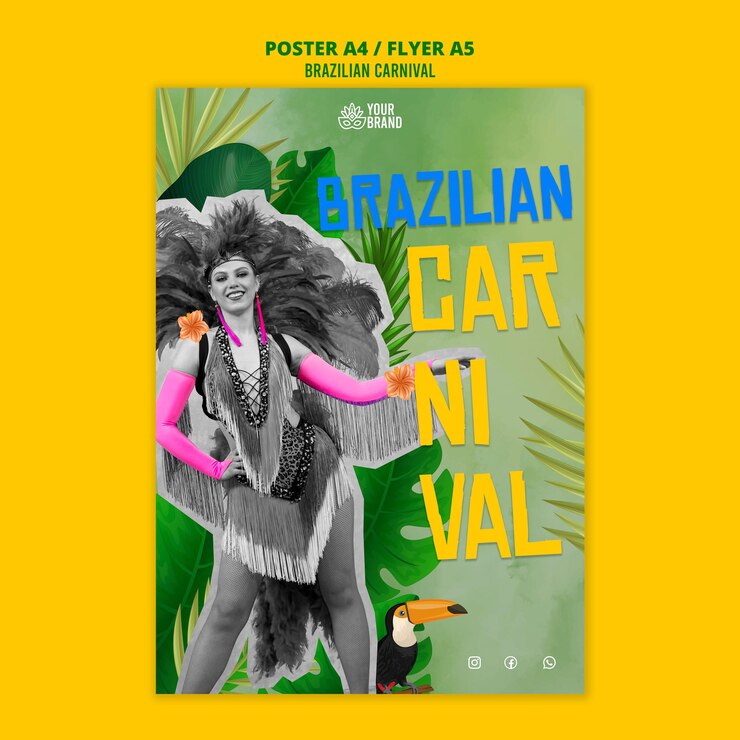 PSD gratuito disegno del modello del carnevale brasiliano