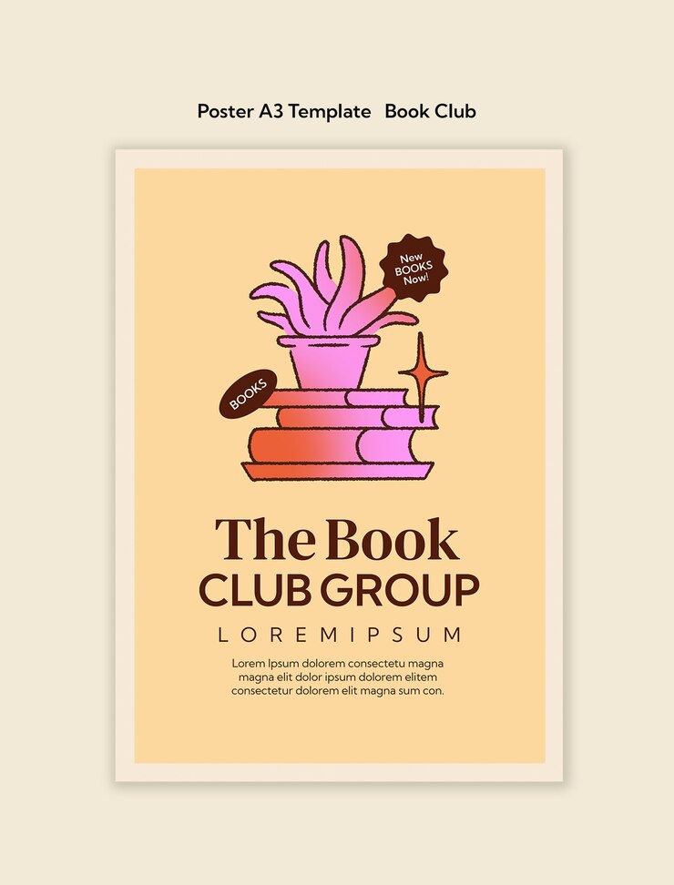 PSD gratuito disegno del modello del club del libro