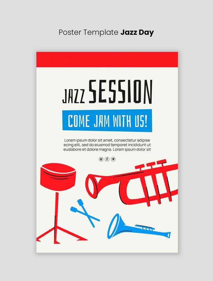 PSD gratuito disegno del modello del festival del jazz