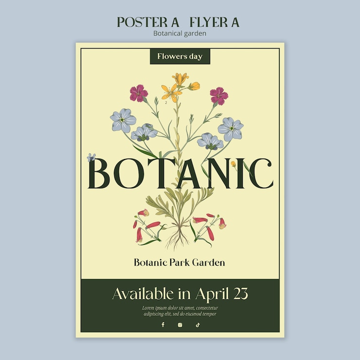 PSD gratuito disegno del modello del giardino botanico