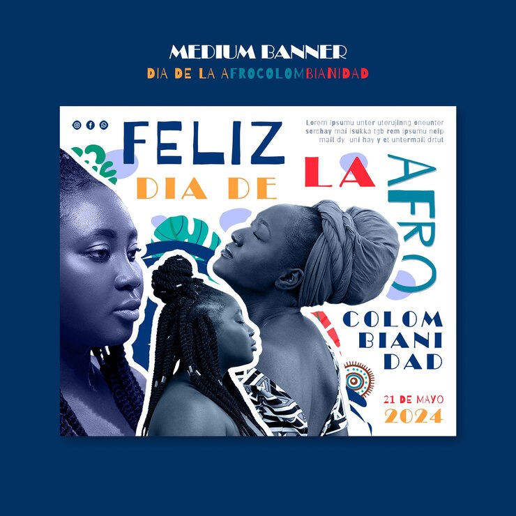 PSD gratuito disegno del modello del giorno afro-colombiano