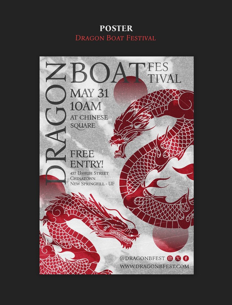 PSD gratuito disegno del modello del poster del dragon boat festival