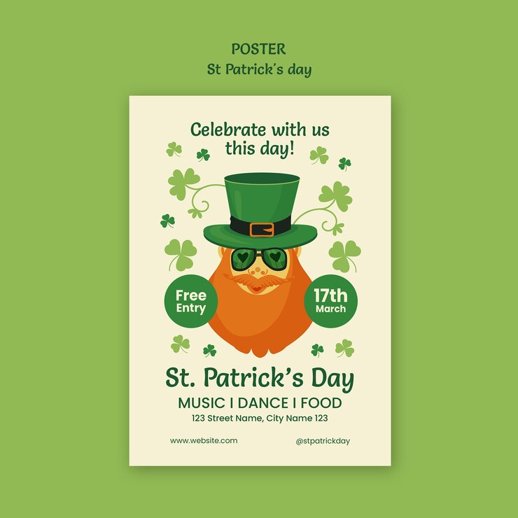PSD gratuito disegno del modello del poster del giorno di san patrizio