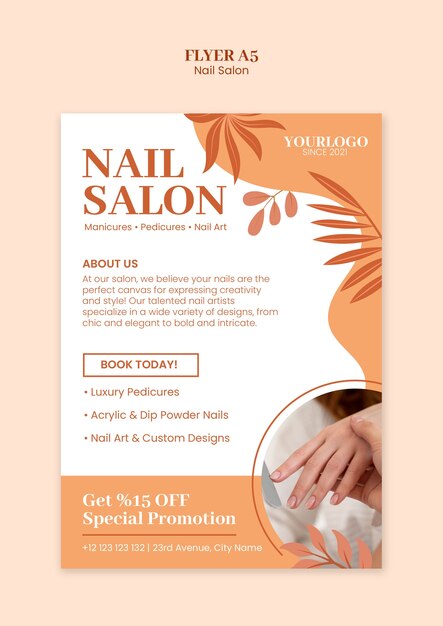 Disegno del modello del poster del nail salon