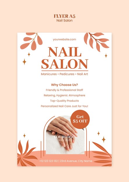 Disegno del modello del poster del nail salon