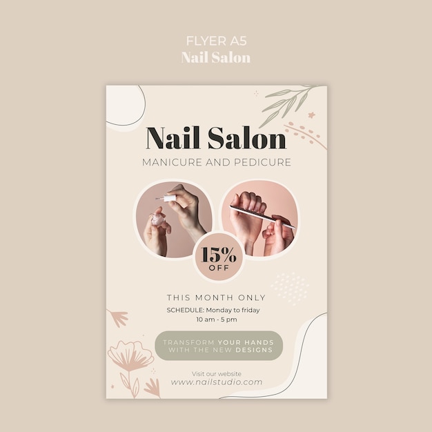 Disegno del modello del poster del nail salon