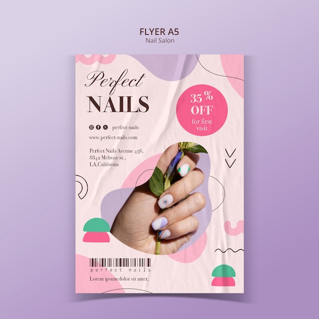 Disegno del modello del poster del nail salon