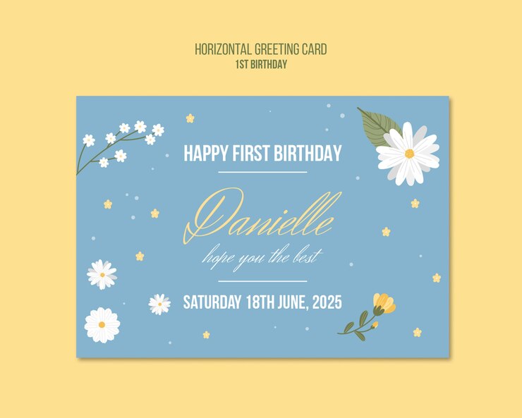 PSD gratuito disegno del modello del primo compleanno