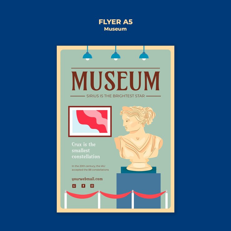 PSD gratuito disegno del modello del volantino del museo