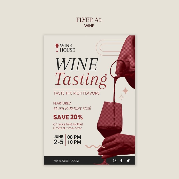 PSD gratuito disegno del modello del volantino del vino