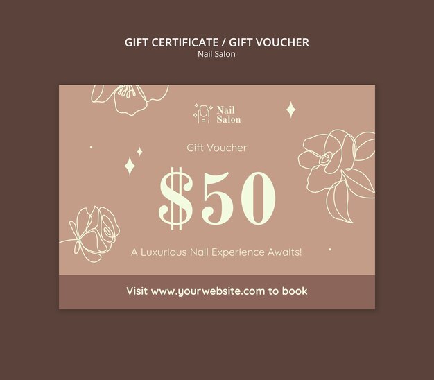 Disegno del modello del voucher del salone delle unghie