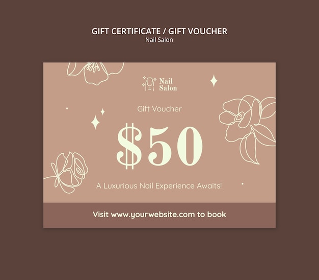 Disegno del modello del voucher del salone delle unghie