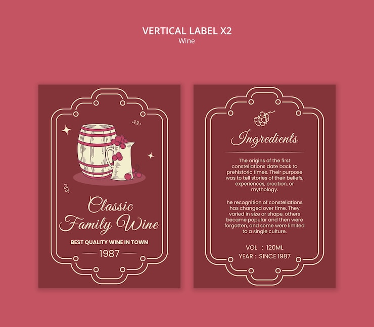 PSD gratuito disegno del modello dell'etichetta del vino